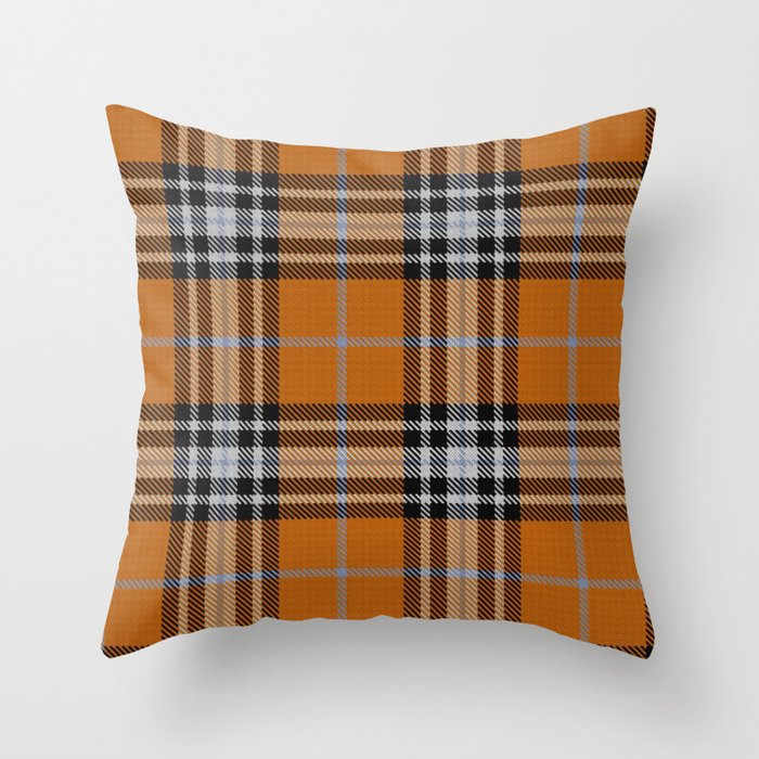 Vintage Orange Black Tartan Plaid Scottish Pattern Throw Pillow Gallery Image 1
