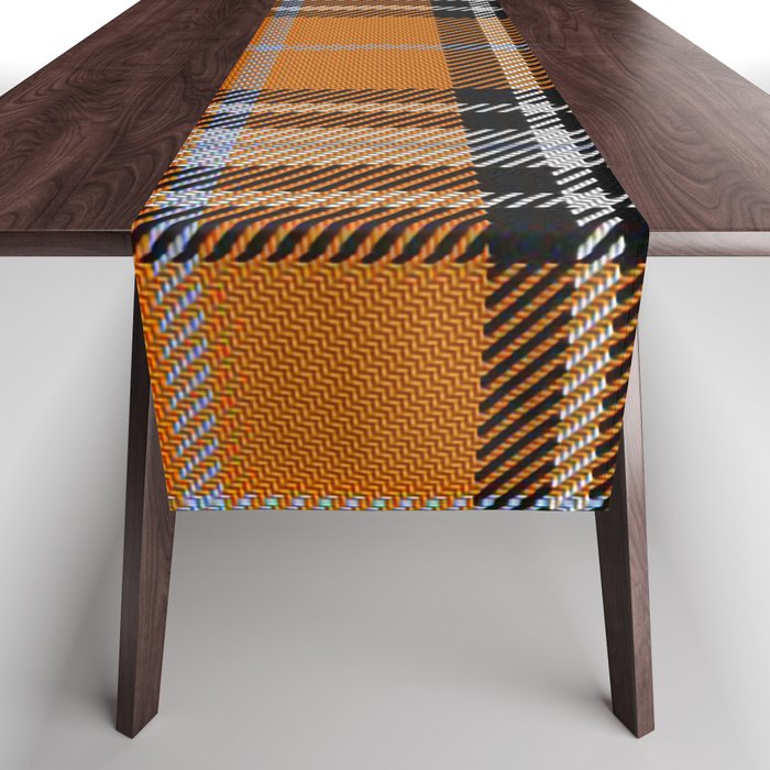 Vintage Orange Black Tartan Plaid Scottish Pattern Table Runner Gallery Image 1