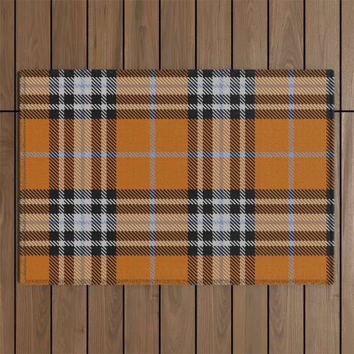 Vintage Orange Black Tartan Plaid Scottish Pattern Outdoor Rug Gallery Image 1
