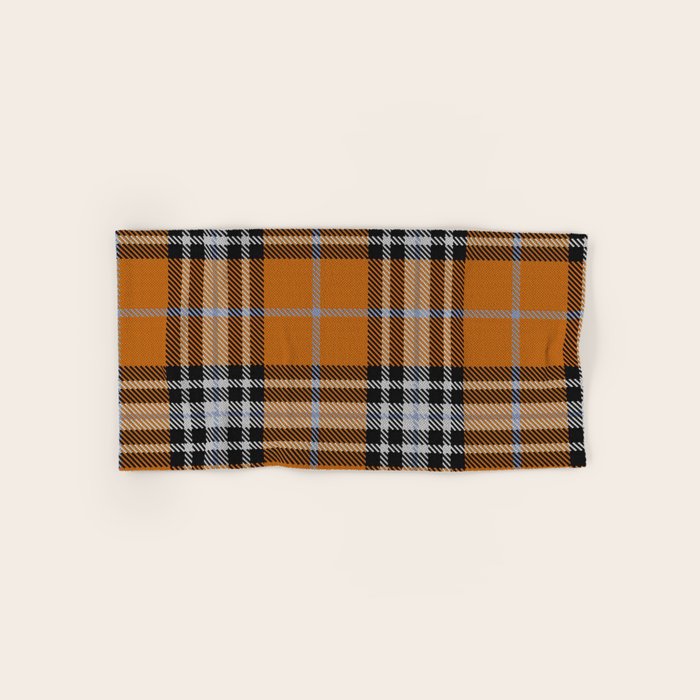 Vintage Orange Black Tartan Plaid Scottish Pattern Bath Towel Gallery Image 1