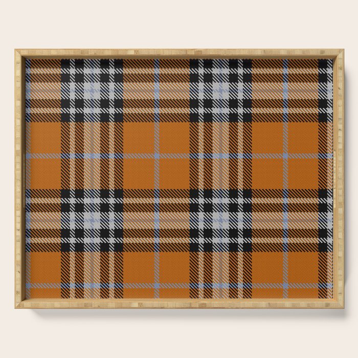 Vintage Orange Black Tartan Plaid Scottish Pattern Serving Tray Gallery Image 1