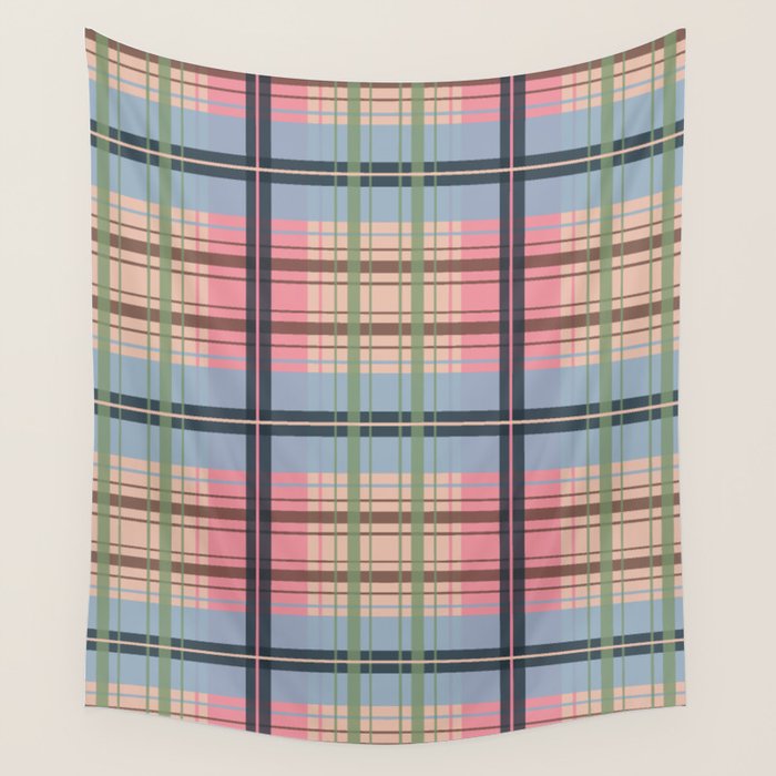 Pastel Tartan Delight Wall Tapestry Gallery Image 4