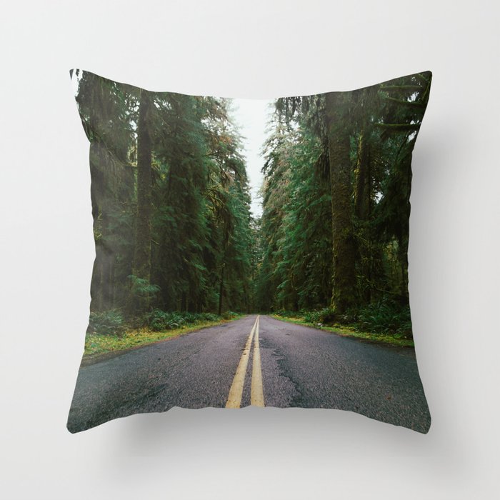Pacific Northwest Rainforest Drive Throw Pillow Gallery Image 1
