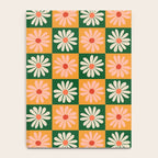 Retro Colorful Daisy Flower Checkerboard - Peach + Green Notebook Gallery Image 4