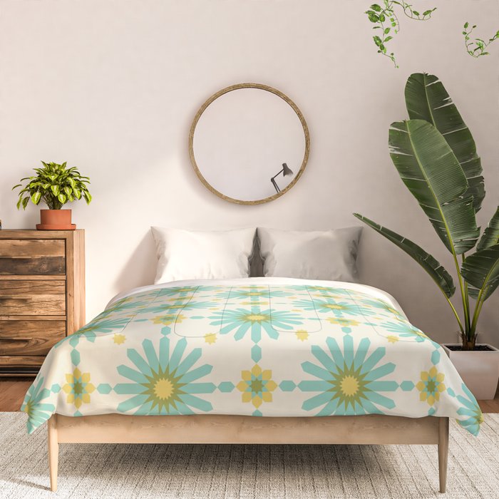 Geometric Starbursts - Blue + Yellow Comforter Gallery Image 3
