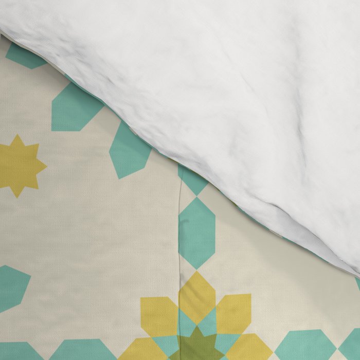 Geometric Starbursts - Blue + Yellow Comforter Gallery Image 4