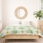 Geometric Starbursts - Blue + Yellow Duvet Cover Gallery Image 3