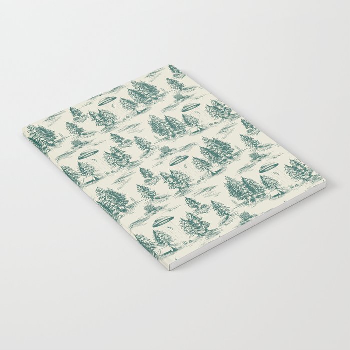 Teal Alien Abduction Toile De Jouy Pattern Notebook Gallery Image 2