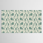 Teal Alien Abduction Toile De Jouy Pattern Tablecloth Gallery Image 2