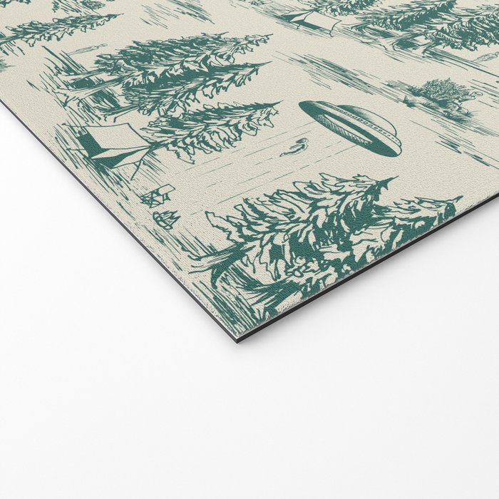 Teal Alien Abduction Toile De Jouy Pattern Welcome Mat Gallery Image 2