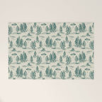 Teal Alien Abduction Toile De Jouy Pattern Welcome Mat Gallery Image 1