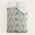 Teal Alien Abduction Toile De Jouy Pattern Comforter Gallery Image 6