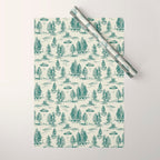 Teal Alien Abduction Toile De Jouy Pattern Wrapping Paper Gallery Image 1