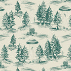 Teal Alien Abduction Toile De Jouy Pattern Coffee Mug Gallery Image 2