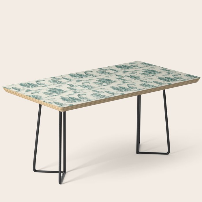 Teal Alien Abduction Toile De Jouy Pattern Coffee Table Gallery Image 1