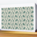 Teal Alien Abduction Toile De Jouy Pattern Wall Mural Gallery Image 2