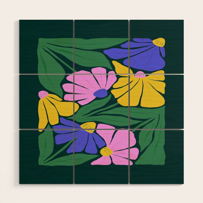 Midnight Summer: Matisse Foliage | Flower Market 001 Wood Wall Art Gallery Image 1