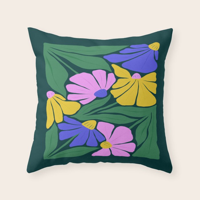 Midnight Summer: Matisse Foliage | Flower Market 001 Throw Pillow Gallery Image 6