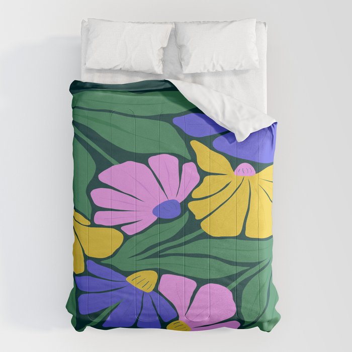 Midnight Summer: Matisse Foliage | Flower Market 001 Comforter Gallery Image 1