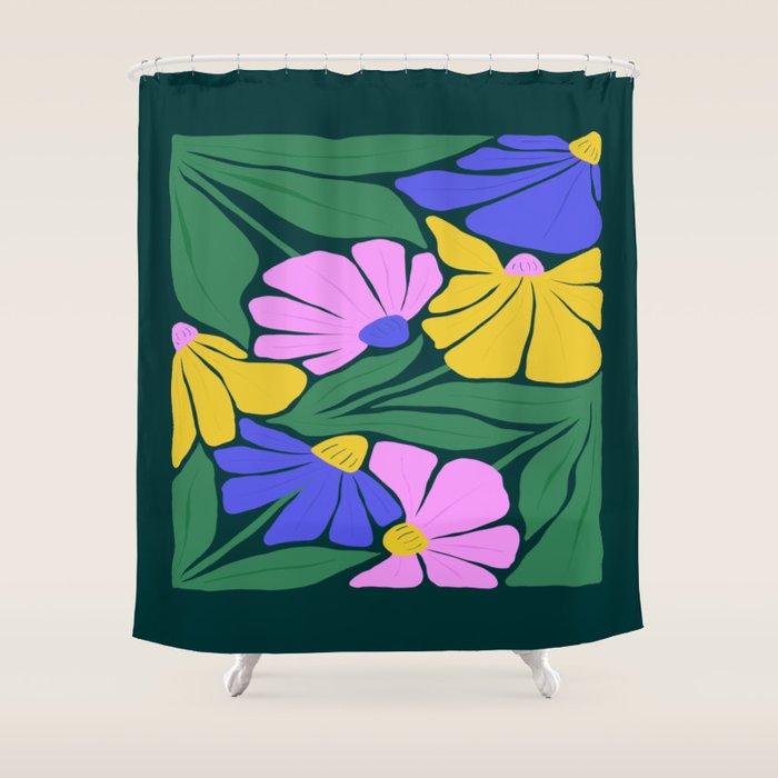 Midnight Summer: Matisse Foliage | Flower Market 001 Shower Curtain Gallery Image 1