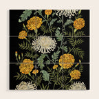 Marigolds and Chrysanthemums Wood Wall Art Gallery Image 1