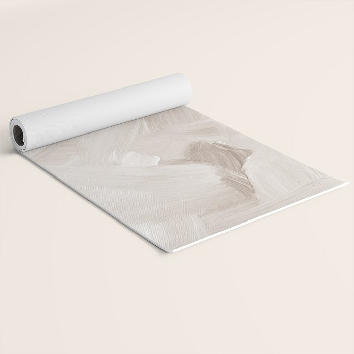 Neutral Beige Abstract, Brushstroke Art Print by Synplus Yoga Mat Gallery Image 2