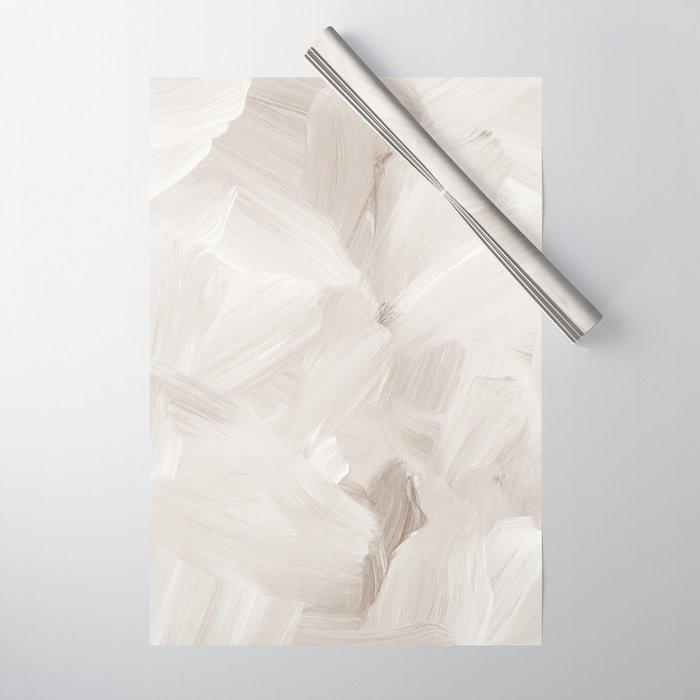 Neutral Beige Abstract, Brushstroke Art Print by Synplus Wrapping Paper Gallery Image 1