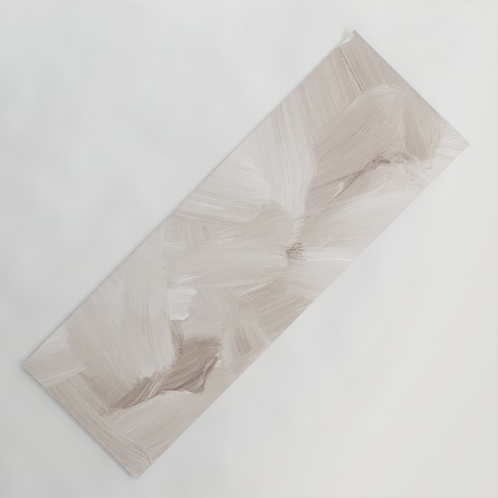 Neutral Beige Abstract, Brushstroke Art Print by Synplus Yoga Mat Gallery Image 1
