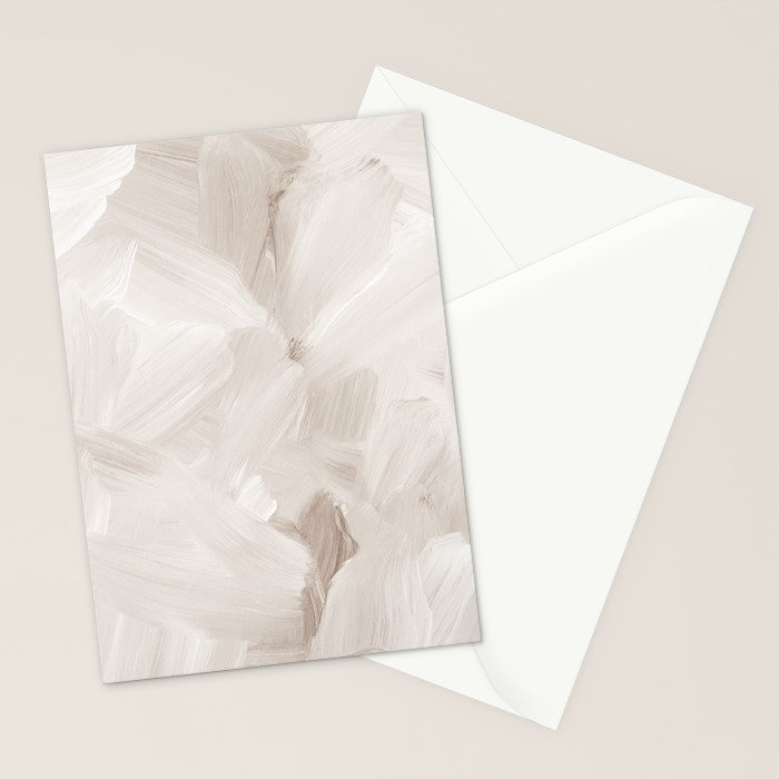 Neutral Beige Abstract, Brushstroke Art Print by Synplus Stationery Card Gallery Image 2