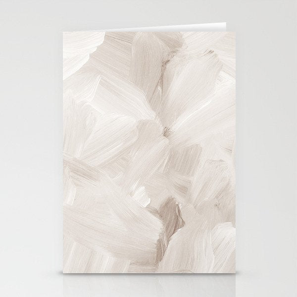 Neutral Beige Abstract, Brushstroke Art Print by Synplus Stationery Card Gallery Image 2
