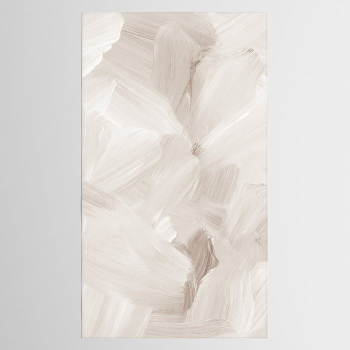 Neutral Beige Abstract, Brushstroke Art Print by Synplus Tablecloth Gallery Image 2