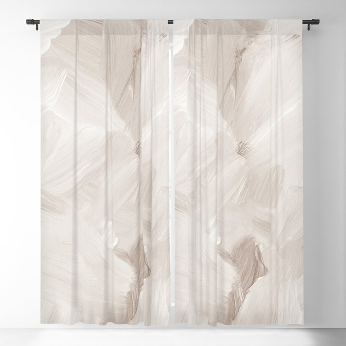 Neutral Beige Abstract, Brushstroke Art Print by Synplus Window Curtain Gallery Image 1