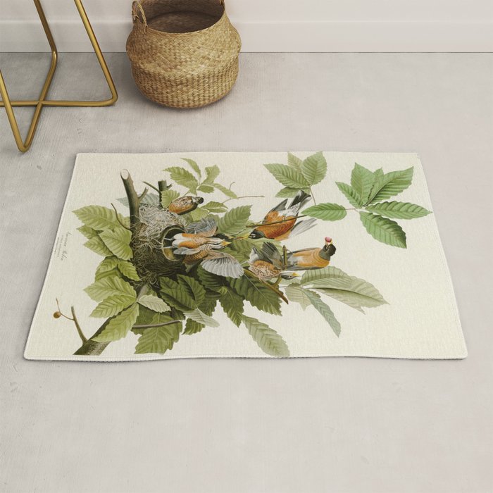 American Robin - John James Audubon Birds of America Rug Gallery Image 1