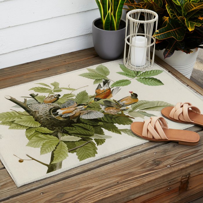American Robin - John James Audubon Birds of America Outdoor Rug Gallery Image 2