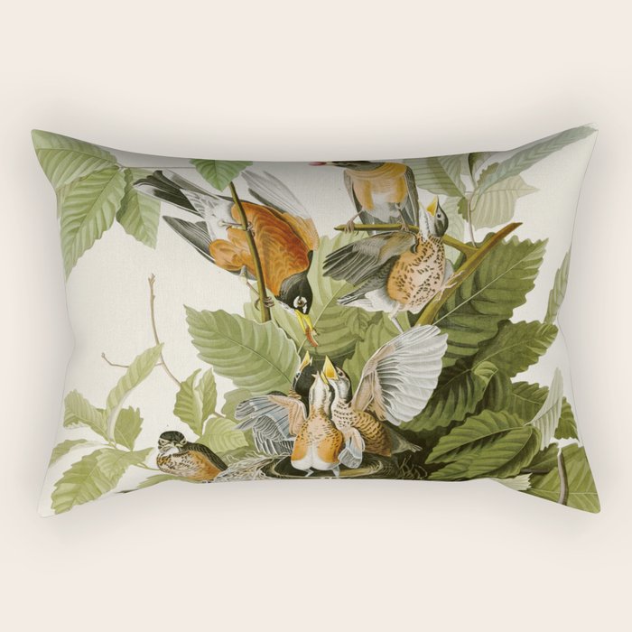 American Robin - John James Audubon Birds of America Rectangular Pillow Gallery Image 2