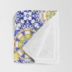 Majolica,summer,lemon,Sicilian style art Throw Blanket Gallery Image 3