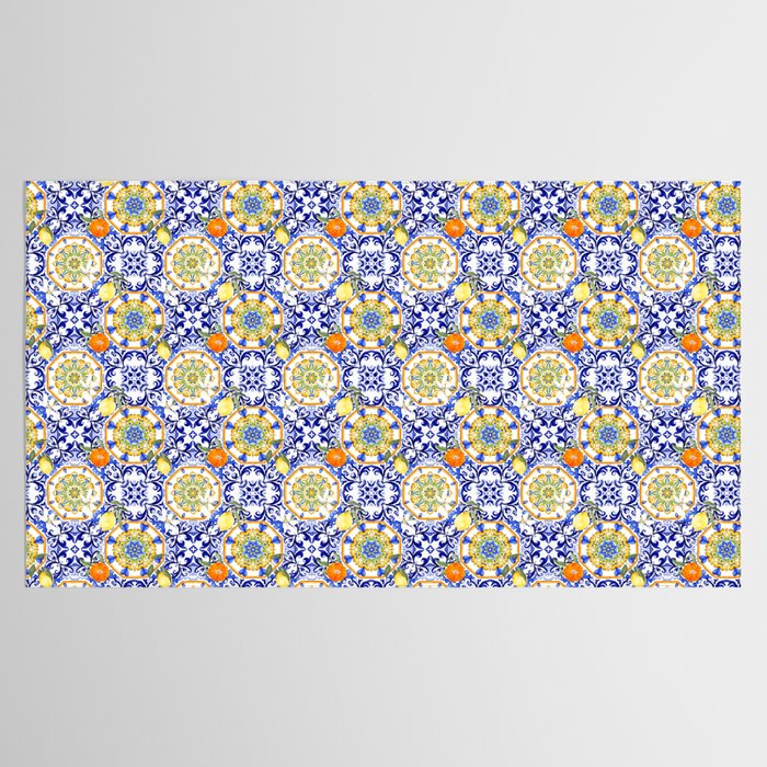 Majolica,summer,lemon,Sicilian style art Tablecloth Gallery Image 2