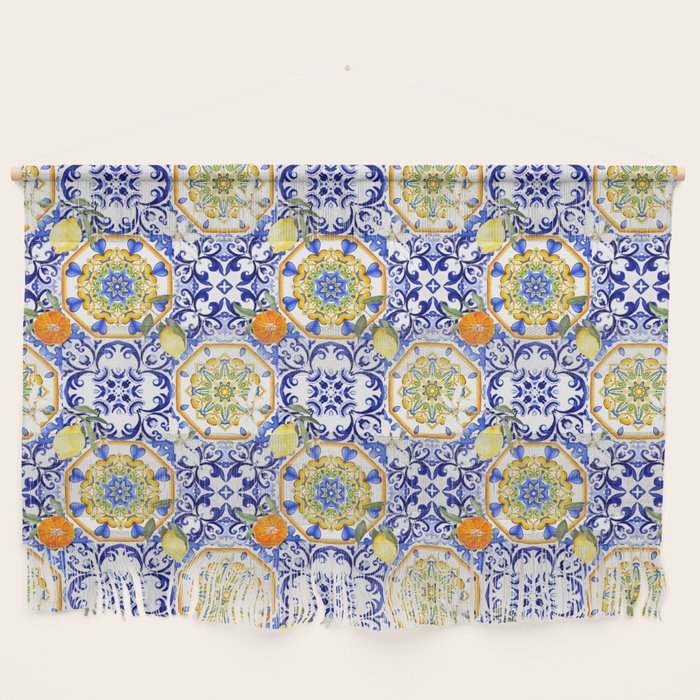 Majolica,summer,lemon,Sicilian style art Wall Hanging Gallery Image 1