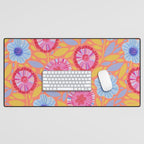 Folk Floral Blossoms in Sweet Peach Desk Mat Gallery Image 1