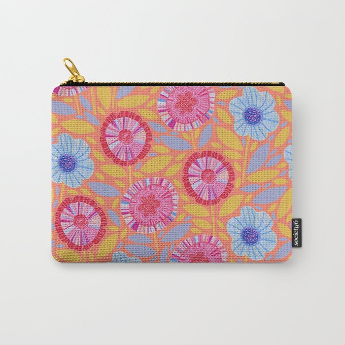Folk Floral Blossoms in Sweet Peach Carry All Pouch Gallery Image 1