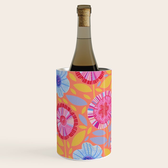 Folk Floral Blossoms in Sweet Peach Wine Chiller Gallery Image 2