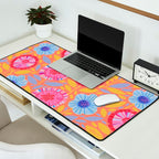 Folk Floral Blossoms in Sweet Peach Desk Mat Gallery Image 2