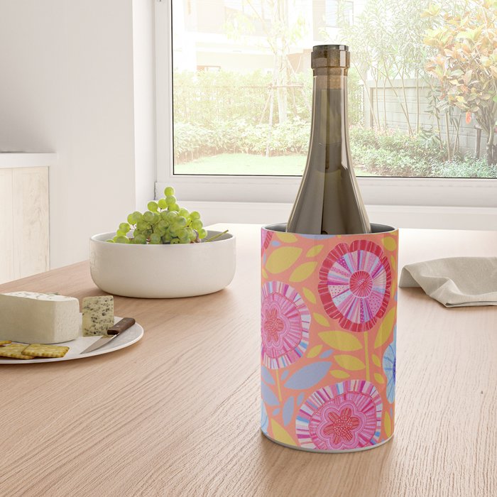 Folk Floral Blossoms in Sweet Peach Wine Chiller Gallery Image 4