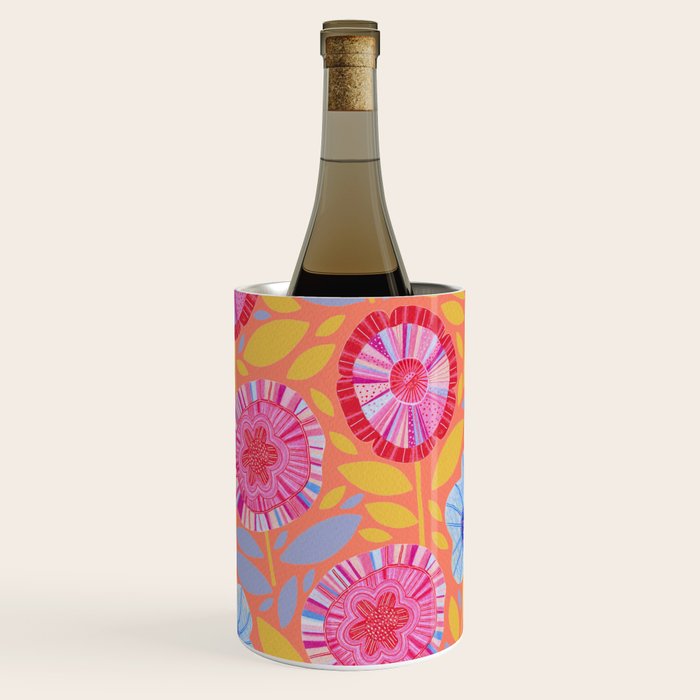 Folk Floral Blossoms in Sweet Peach Wine Chiller Gallery Image 1