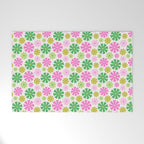 Retro Pinwheel Snowflakes - Green & Pink Welcome Mat Gallery Image 1
