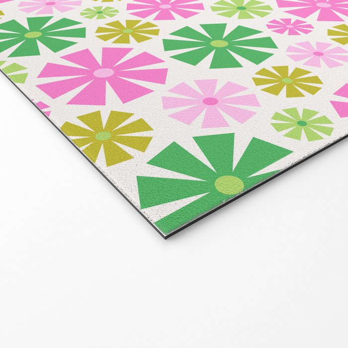 Retro Pinwheel Snowflakes - Green & Pink Welcome Mat Gallery Image 2
