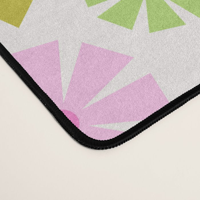 Retro Pinwheel Snowflakes - Green & Pink Desk Mat Gallery Image 4