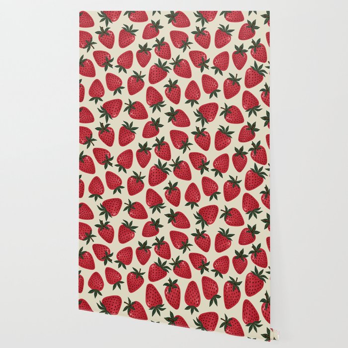 Hand Drawn Vintage Strawberry Pattern Wallpaper Gallery Image 2