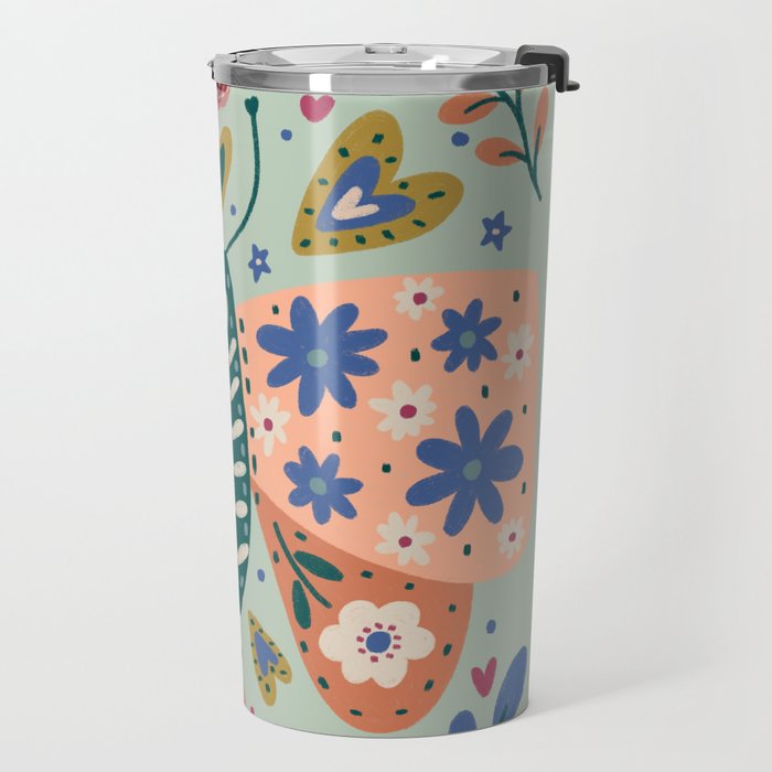 Colorful Folk Butterfly  Travel Mug Gallery Image 2