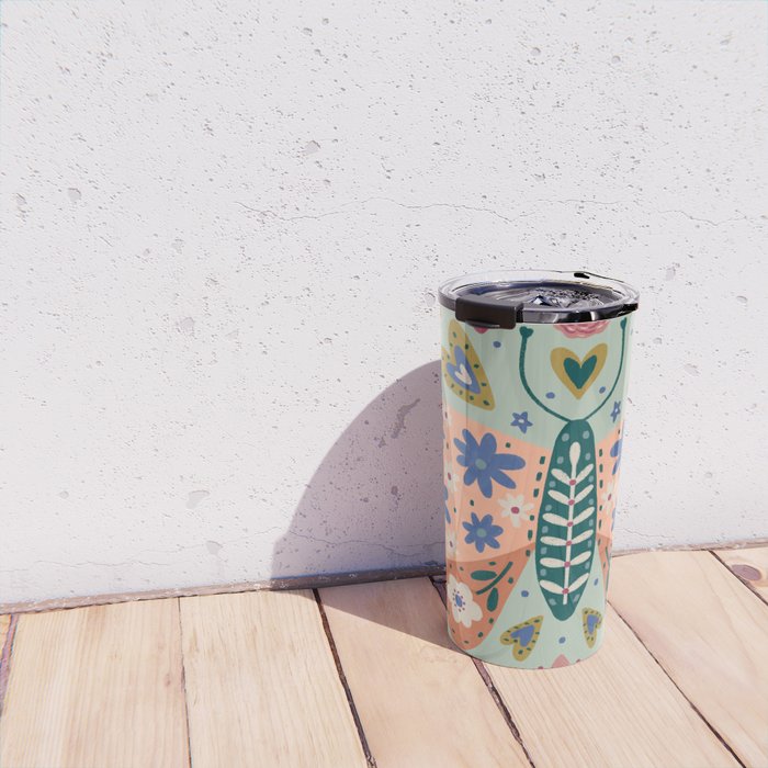 Colorful Folk Butterfly  Travel Mug Gallery Image 4